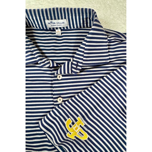 Peter Millar Other - Peter Millar Summer Comfort Polo Shirt Mens Large Stripe Embroidered Golf  L